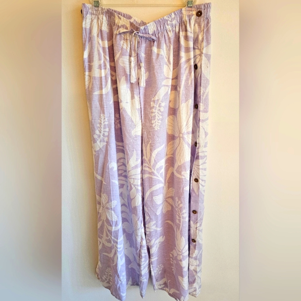 Flowy Wide Leg Pants Elastic Waist
